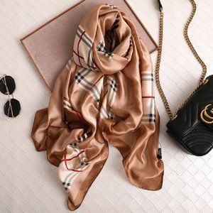 Luxury Designer Silk Scarf, Large Lightweight Shawl for Women 35"x70" (90x180cm)